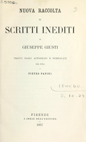 Cover for Nuova raccolta di scritti inediti