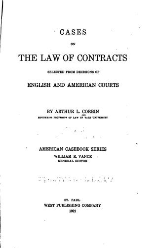 Cover for Cases on the law of contracts