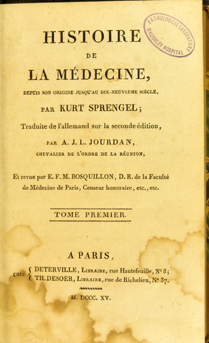 Cover for Histoire de la médecine