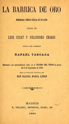 Cover for La barrica de oro