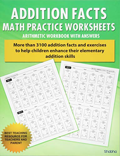 Cover for Addition Facts Math Practice Worksheet Arithmetic Workbook With Answers