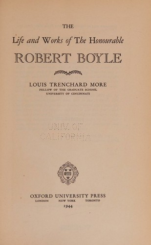 Cover for The life and works of the Honourable Robert Boyle
