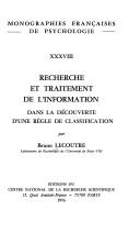 Cover for Recherche et traitement de l'information dans la découverte d'une règle de classification