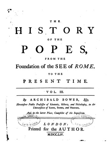 Cover for The History of the Popes: From the Foundation of the See of Rome to the Present Time ...