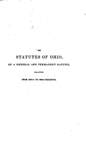 Cover for The Statutes of Ohio and of the Northwestern Territory, Adopted Or Enacted ...