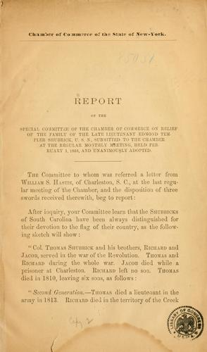 Cover for Report of the Special committee of the Chamber of commerce on relief of the family of the late Lieutenant Edmond Templer Shubrick, U.S.N.