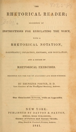 Cover for The rhetorical reader, consisting of instructions for regulating the voice