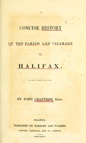 Cover for A concise history of the parish and vicarage of Halifax, in the county of York