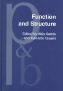 Cover for Function and structure, in honor of Susumu Kuno
