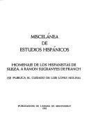 Cover for Miscelánea de estudios hispánicos