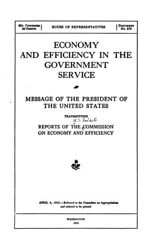 Cover for Economy and Efficiency in the Government Service
