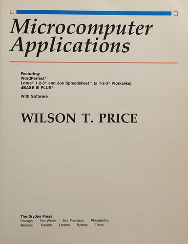 Cover for Microcomputer applications.