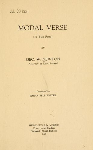 Cover for Modal verse ...