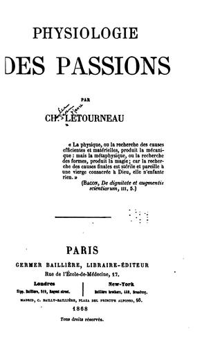 Cover for Physiologie des passions