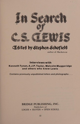 Cover for In search of C.S. Lewis