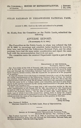 Cover for Steam railroad in Yellowstone National Park