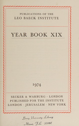 Cover for Leo Baeck Institute Year Book