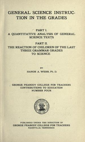 Cover for General science instruction in the grades