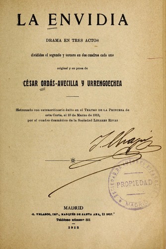 Cover for La envidia