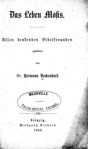 Cover for Das Leben Mosis