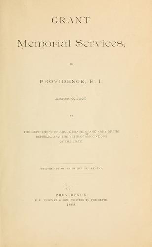 Cover for Grant memorial services, in Providence, R. I. August 8, 1885