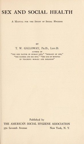 Cover for Sex and social health