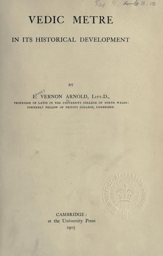 Cover for Vedic metre in its historical development