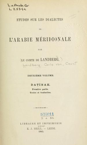 Cover for Études sur les dialectes de l'Arabie méridionale.