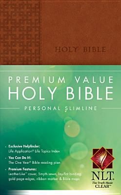 Cover for Holy Bible Premium Value Personal New Living Translation Version Brown Leatherlike Slimline
