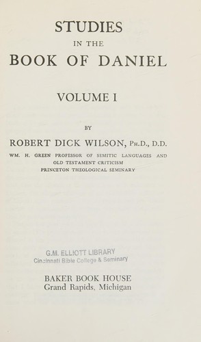 Cover for Studies in the book of Daniel.