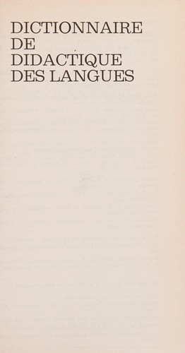 Cover for Dictionnaire de didactique des langues ...