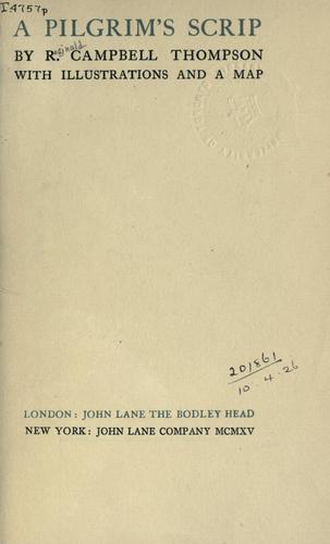 Cover for A pilgrim's scrip.