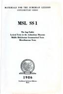 Cover for Materials for the Sumerian Lexicon (Materials for the Sumerian lexicon)