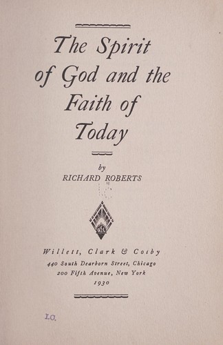 Cover for The Spirit of God and the faith of today