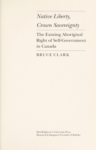 Cover for Native liberty, crown sovereignty