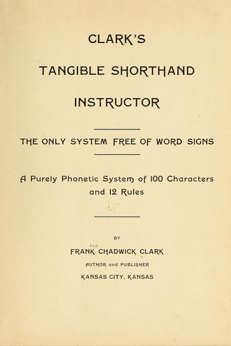 Cover for Clark's tangible shorthand instructor