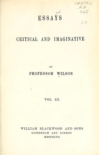 Cover for Essays, critical & imaginative