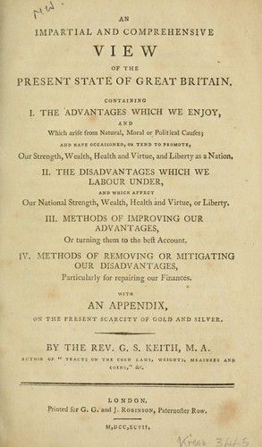 Cover for An impartial and comprehensive view of the present state of Great Britain, containing ...