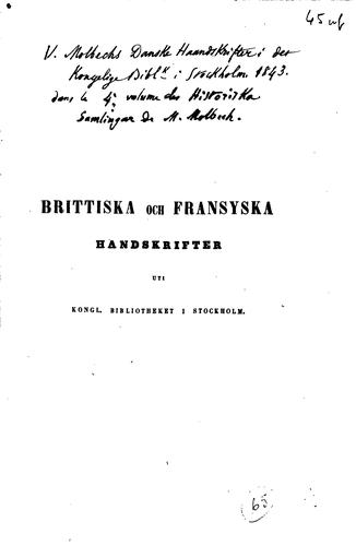 Cover for Förteckning öfver de förnämsta brittiska och fransyska handskrifterna