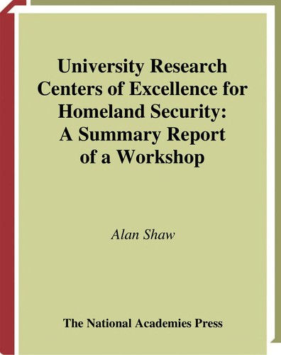 Cover for University research centers of excellence for homeland security