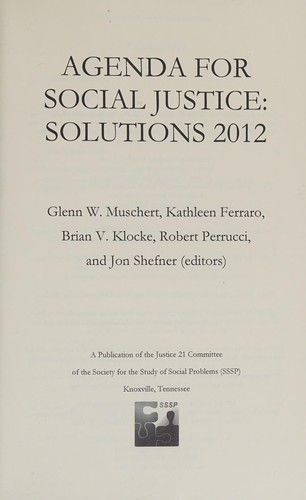 Cover for Agenda for social justice