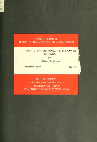 Cover for Theories of business organization for planning and control