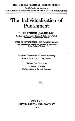 Cover for The individualization of punishment