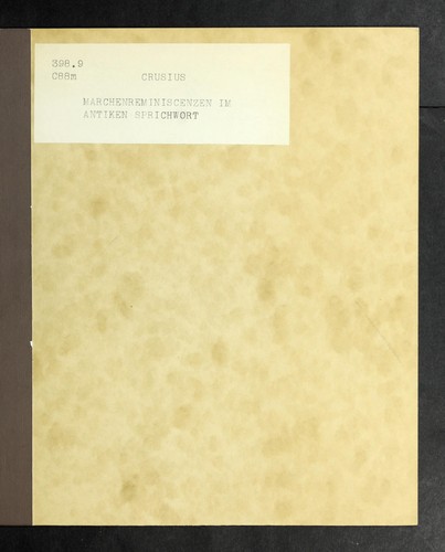 Cover for Ma rchenreminiscenzen im antiken sprichwort
