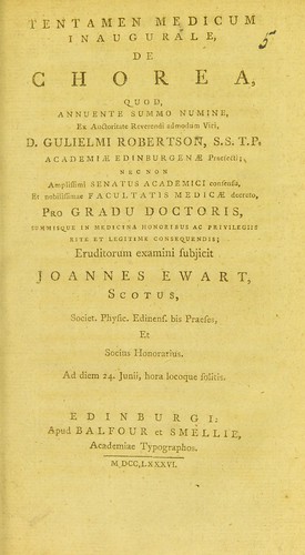 Cover for Tentamen medicum inaugurale, de chorea ...