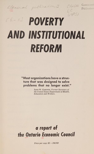 Cover for POVERTY AND INSTITUTIONAL REFORM