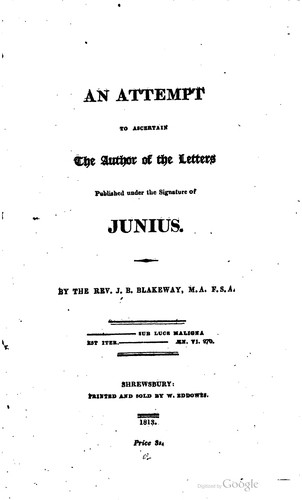 Cover for An attempt to ascertain the author of the letters published under the signature of Junius.