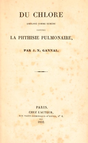 Cover for Du chlore employé comme remède contre la phthisie pulmonaire