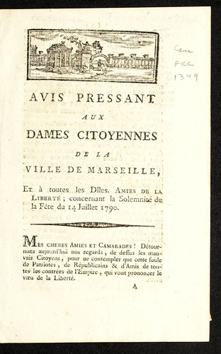 Cover for Avis pressant aux dames citoyennes de la ville de Marseille