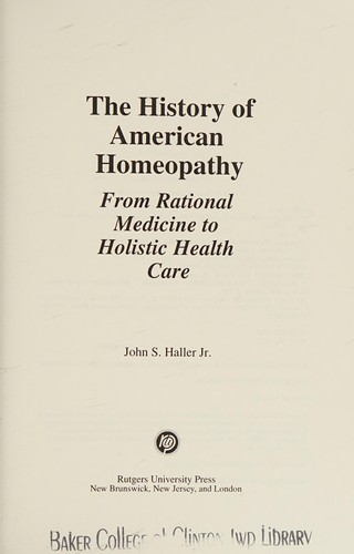 Cover for History of American Homeopathy
